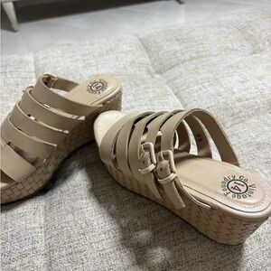 Beige Wedge Sandals